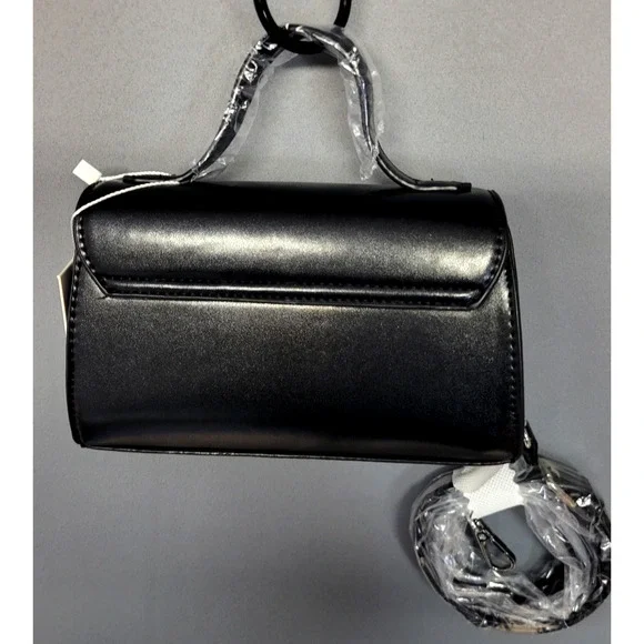 CXL by Christian Lacroix Crossbody Bag Womens Black Laine Matte Patent Purse - Picture 8 of 16